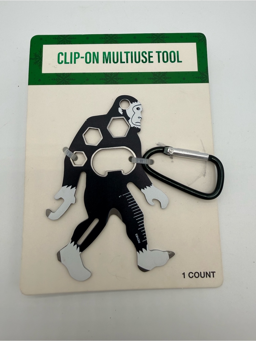 Bigfoot Sasquatch Clip On Multi Use Tool Keychain Bottle Can Opener Wrench Ruler
